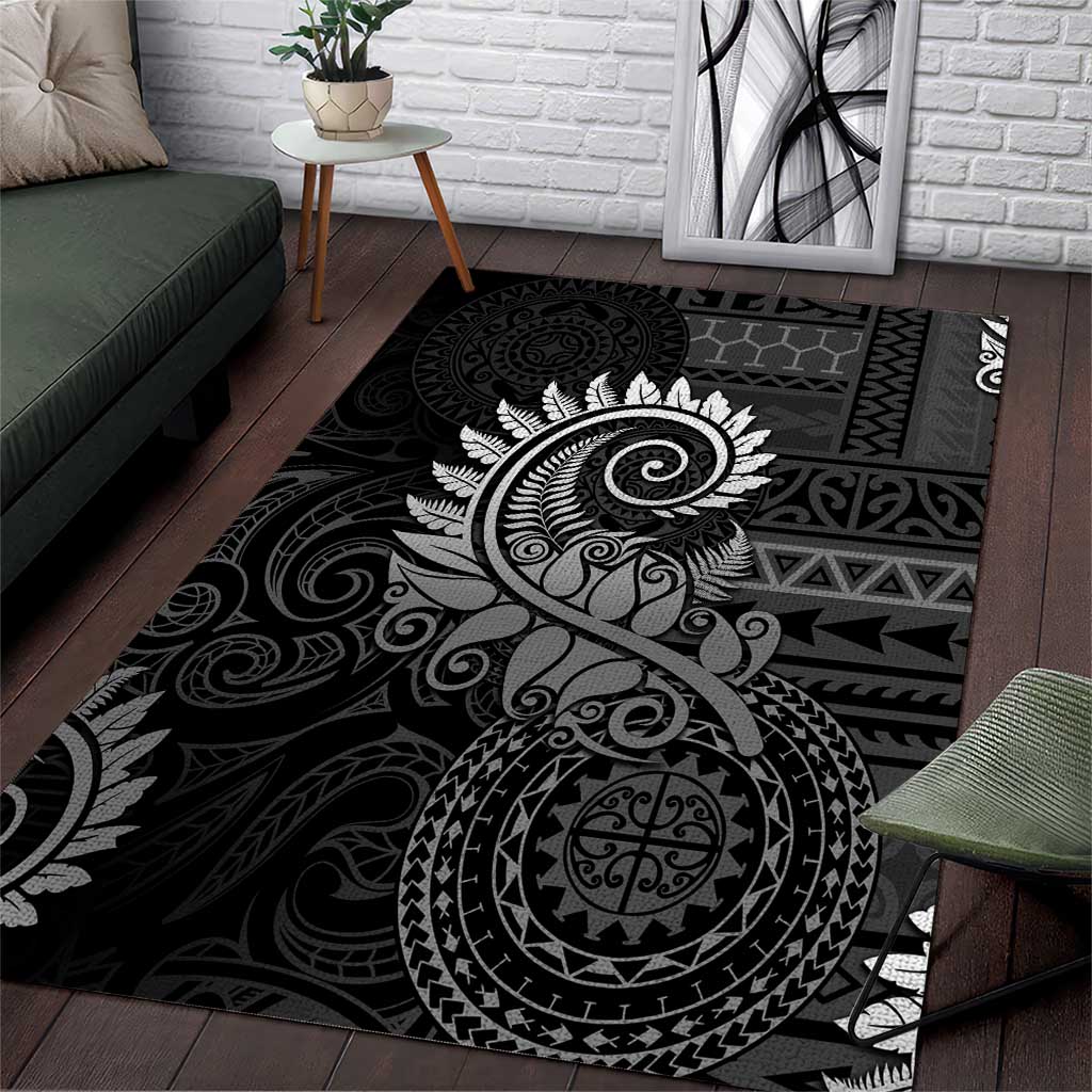 New Zealand Maori Koru Fern Area Rug Spiral Polynesian Style Gray LT05 Gray - Polynesian Pride