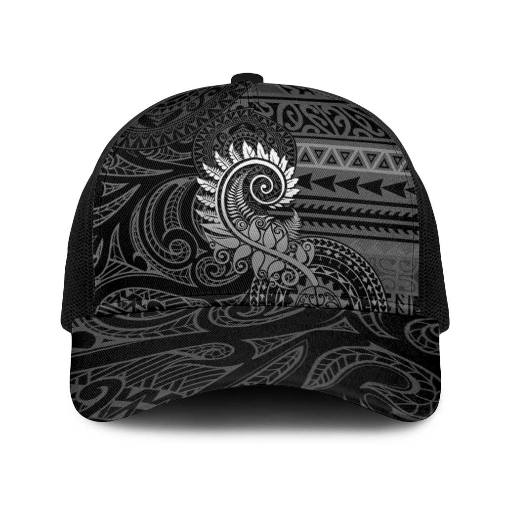 New Zealand Maori Koru Fern Baseball Net Cap Spiral Polynesian Style Gray - Polynesian Pride