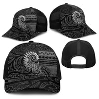 New Zealand Maori Koru Fern Baseball Net Cap Spiral Polynesian Style Gray - Polynesian Pride