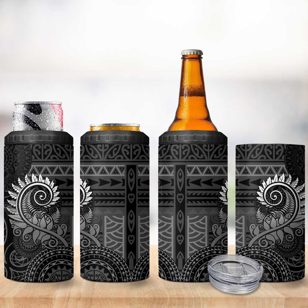 New Zealand Maori Koru Fern 4 in 1 Can Cooler Tumbler Spiral Polynesian Style Gray LT05 - Polynesian Pride