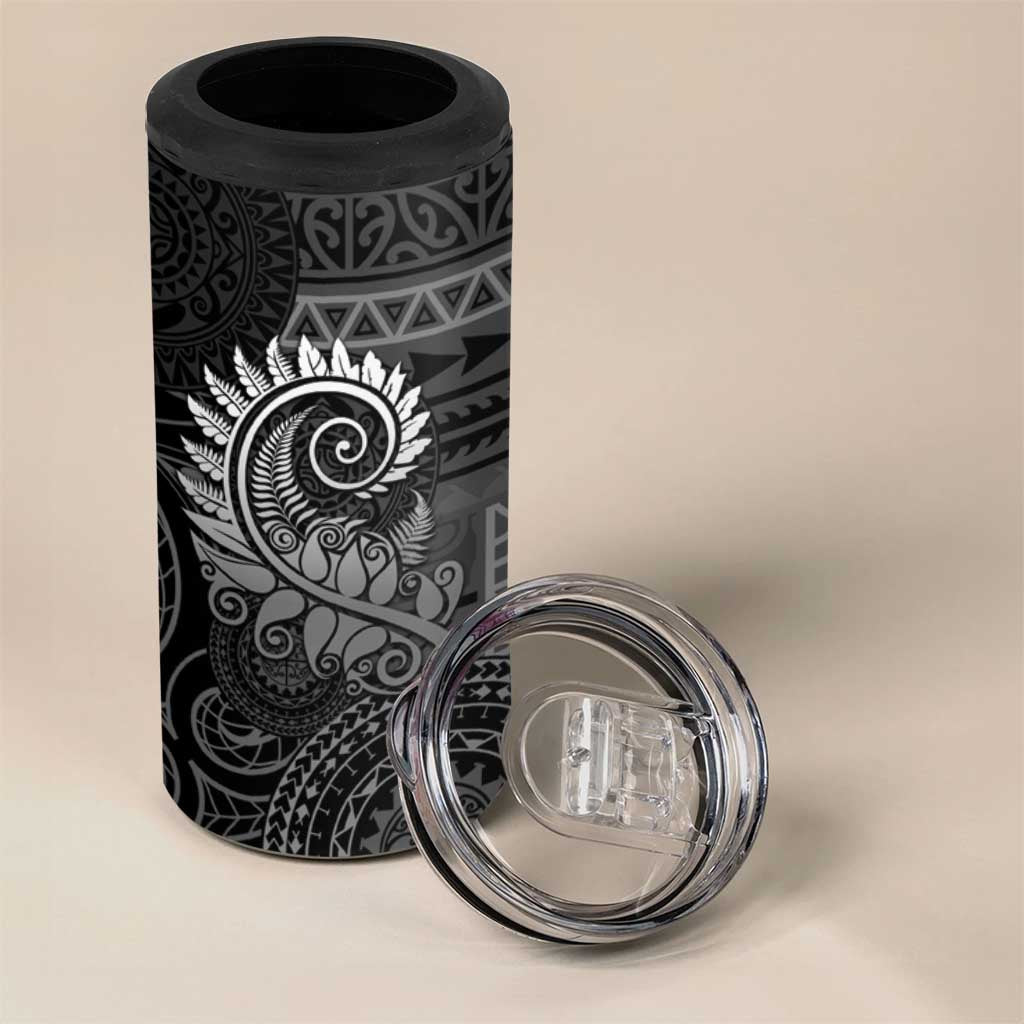 New Zealand Maori Koru Fern 4 in 1 Can Cooler Tumbler Spiral Polynesian Style Gray LT05 - Polynesian Pride