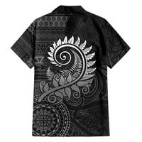 New Zealand Maori Koru Fern Family Matching Long Sleeve Bodycon Dress and Hawaiian Shirt Spiral Polynesian Style Gray LT05 - Polynesian Pride