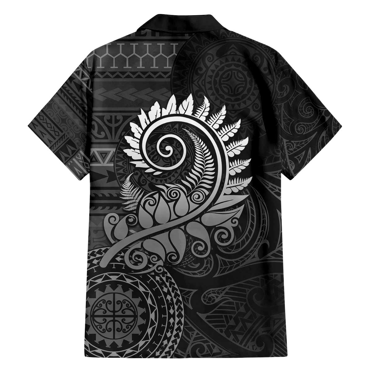 New Zealand Maori Koru Fern Family Matching Puletasi and Hawaiian Shirt Spiral Polynesian Style Gray LT05 - Polynesian Pride