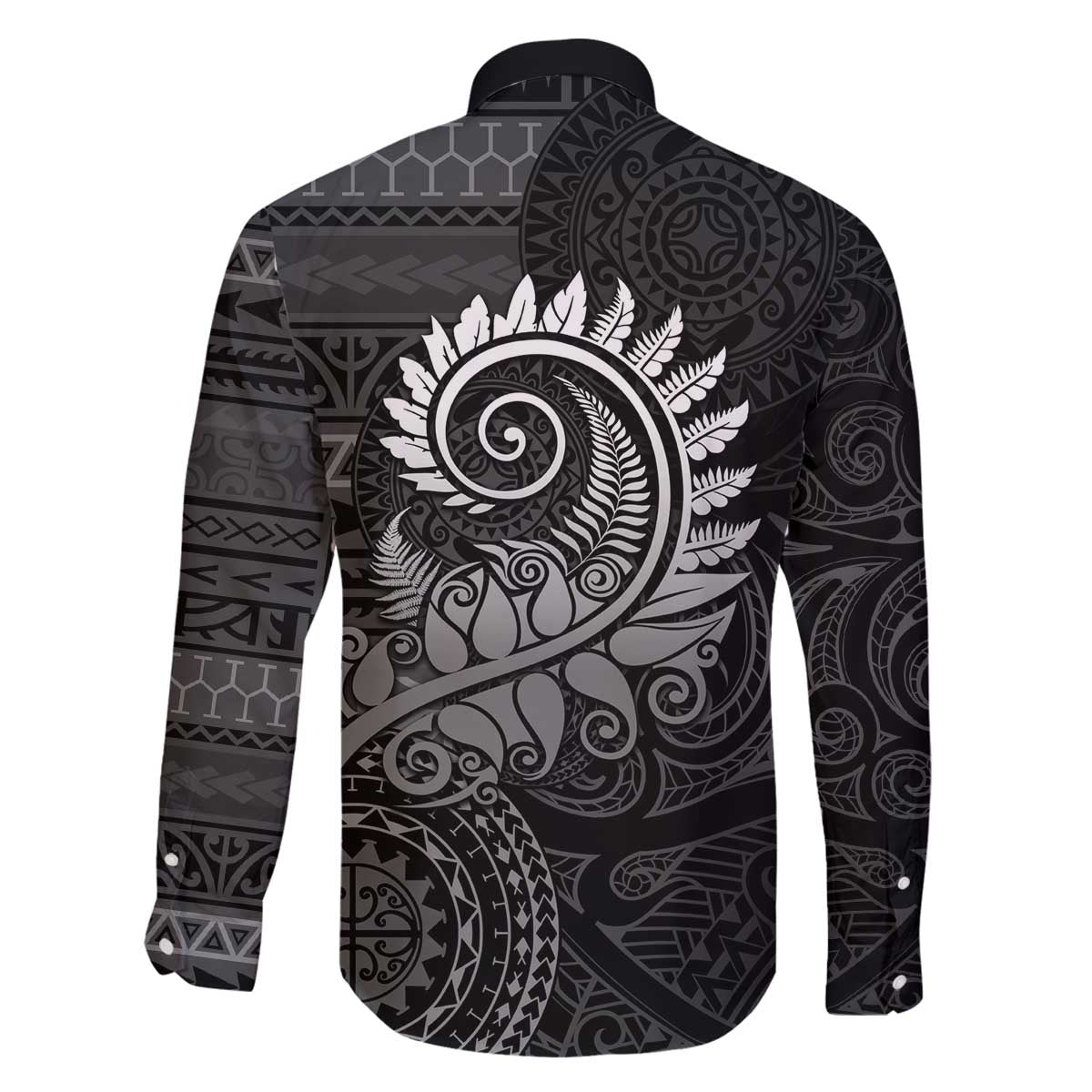New Zealand Maori Koru Fern Family Matching Puletasi and Hawaiian Shirt Spiral Polynesian Style Gray LT05 - Polynesian Pride