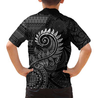 New Zealand Maori Koru Fern Family Matching Summer Maxi Dress and Hawaiian Shirt Spiral Polynesian Style Gray LT05 - Polynesian Pride