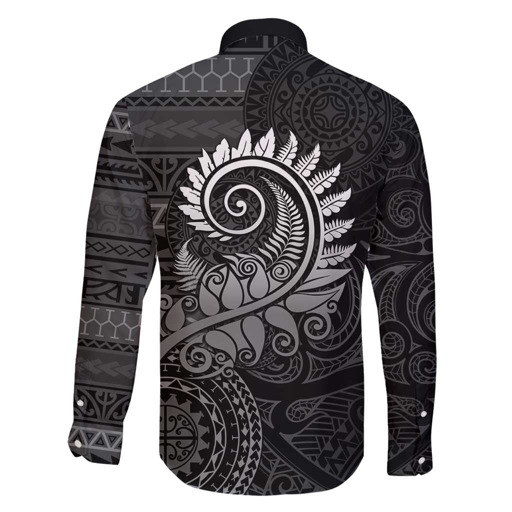 New Zealand Maori Koru Fern Family Matching Tank Maxi Dress and Hawaiian Shirt Spiral Polynesian Style Gray LT05 - Polynesian Pride