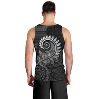 New Zealand Maori Koru Fern Men Tank Top Spiral Polynesian Style Gray