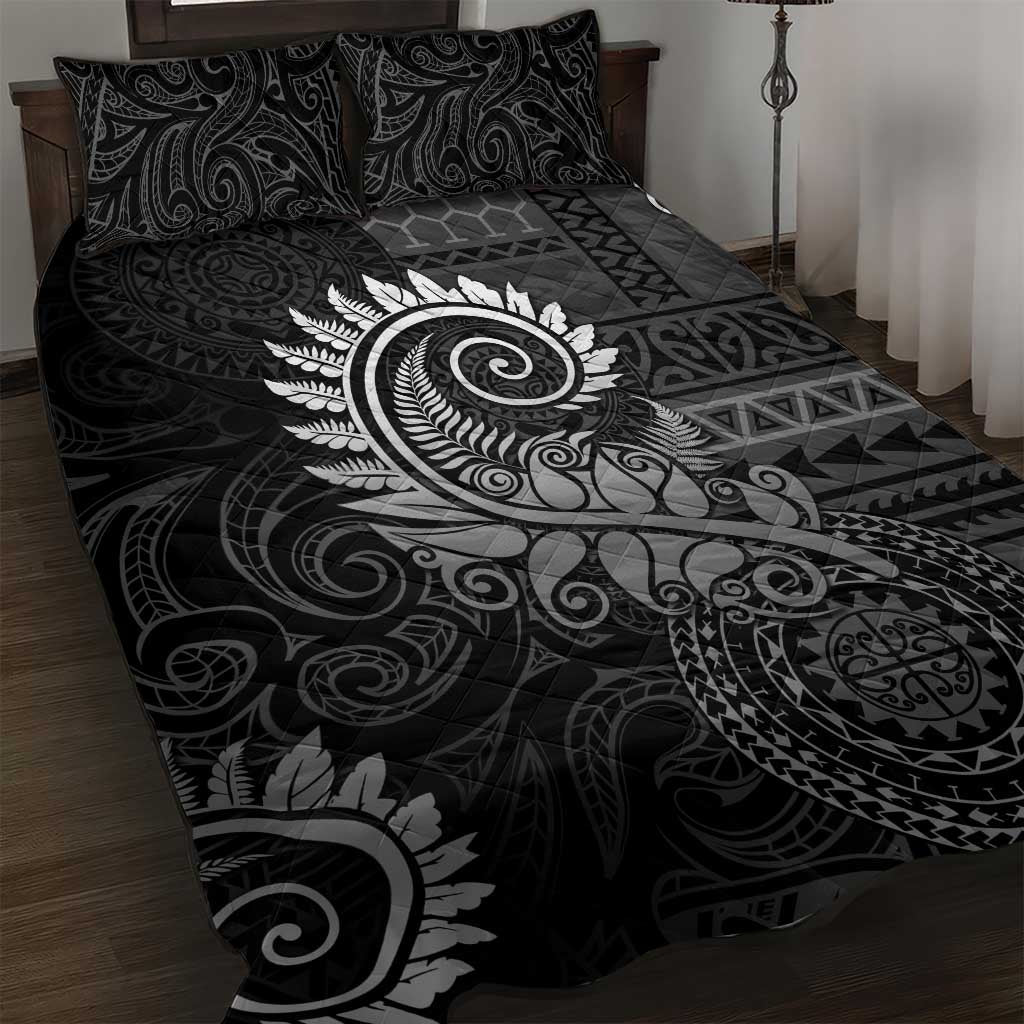 New Zealand Maori Koru Fern Quilt Bed Set Spiral Polynesian Style Gray LT05 Gray - Polynesian Pride