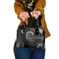 New Zealand Maori Koru Fern Shoulder Handbag Spiral Polynesian Style Gray LT05 One Size Gray - Polynesian Pride