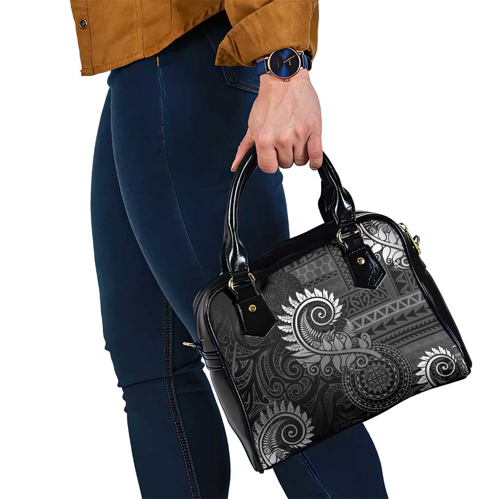 New Zealand Maori Koru Fern Shoulder Handbag Spiral Polynesian Style Gray LT05 - Polynesian Pride