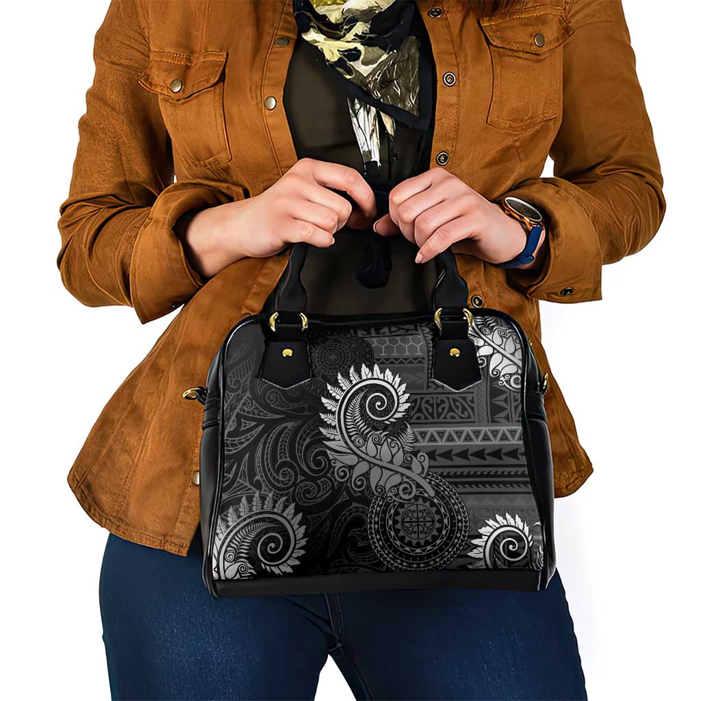 New Zealand Maori Koru Fern Shoulder Handbag Spiral Polynesian Style Gray LT05 - Polynesian Pride