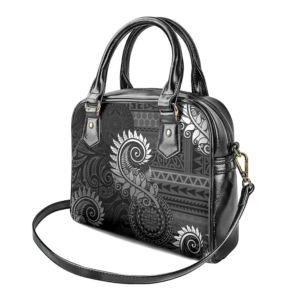 New Zealand Maori Koru Fern Shoulder Handbag Spiral Polynesian Style Gray LT05 - Polynesian Pride