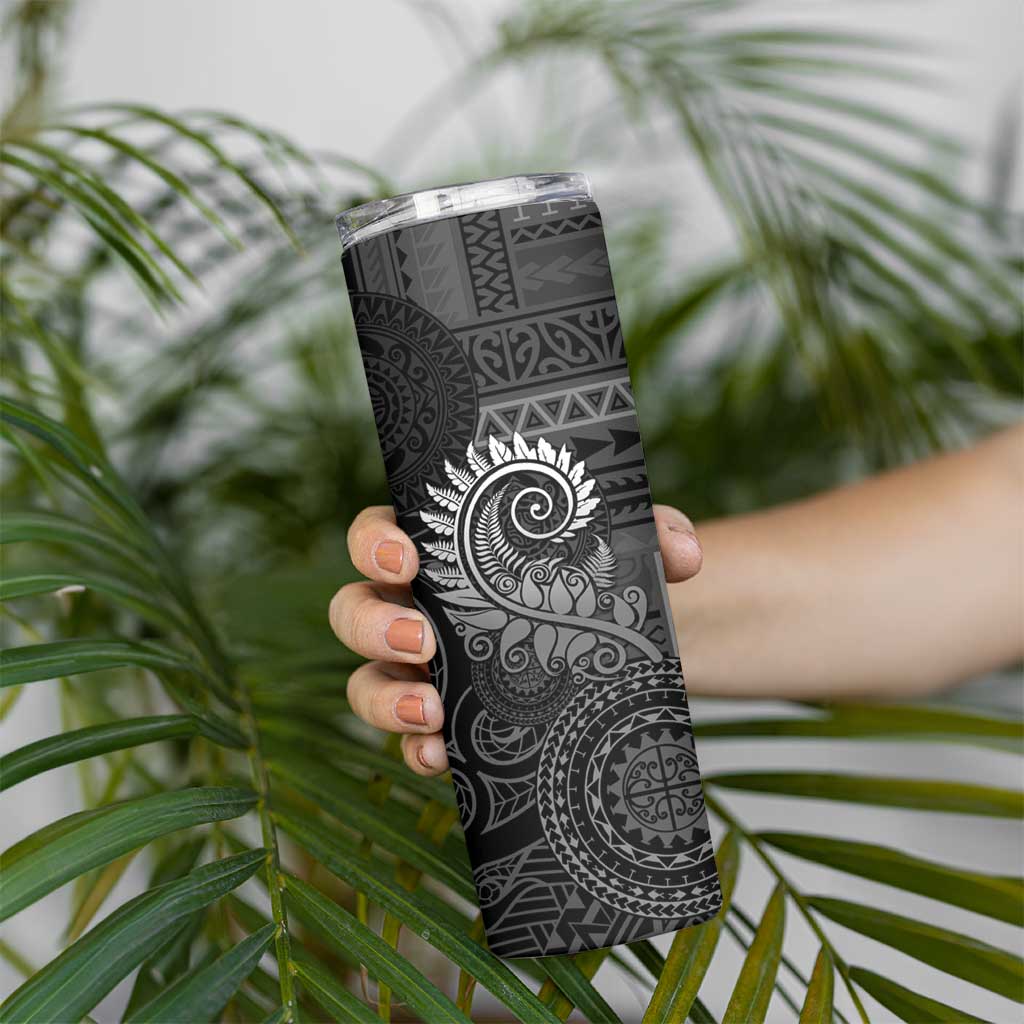 New Zealand Maori Koru Fern Skinny Tumbler Spiral Polynesian Style Gray LT05 - Polynesian Pride