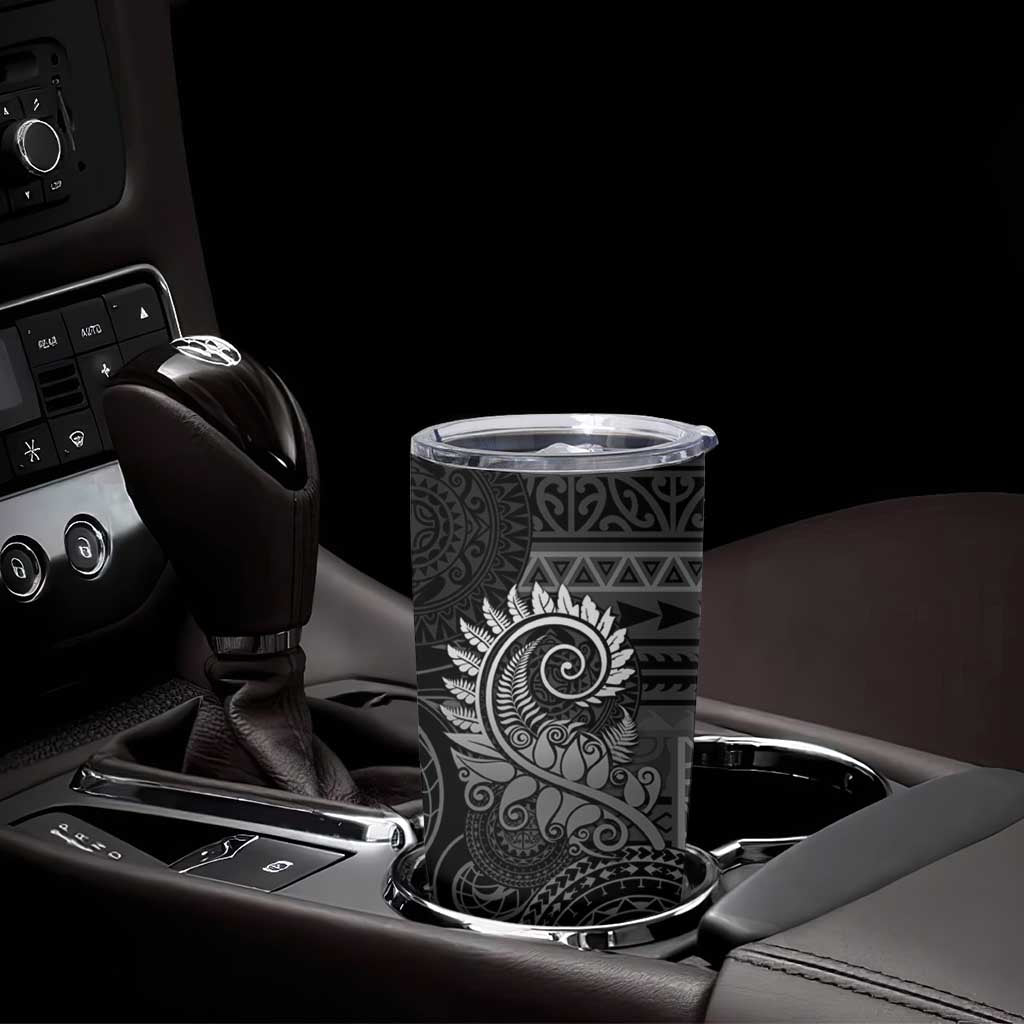 New Zealand Maori Koru Fern Tumbler Cup Spiral Polynesian Style Gray