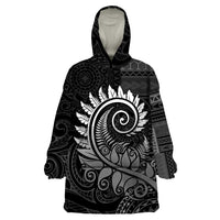 New Zealand Maori Koru Fern Wearable Blanket Hoodie Spiral Polynesian Style Gray LT05 One Size Gray - Polynesian Pride