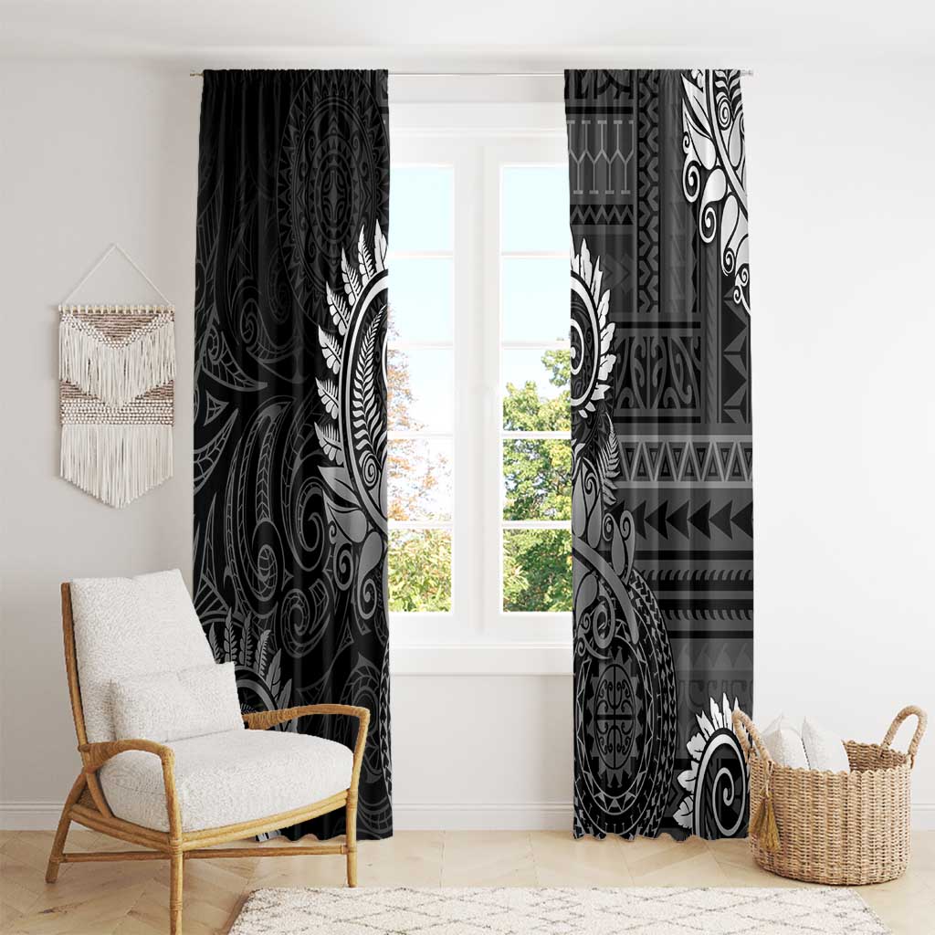 New Zealand Maori Koru Fern Window Curtain Spiral Polynesian Style Gray LT05 - Polynesian Pride