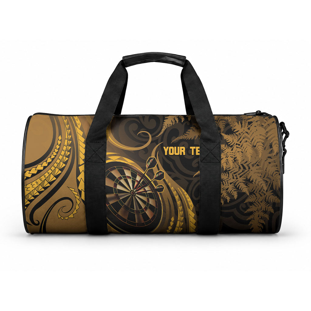 Personalised New Zealand Gold Darts Duffle Bag Maori Fern Curve Style