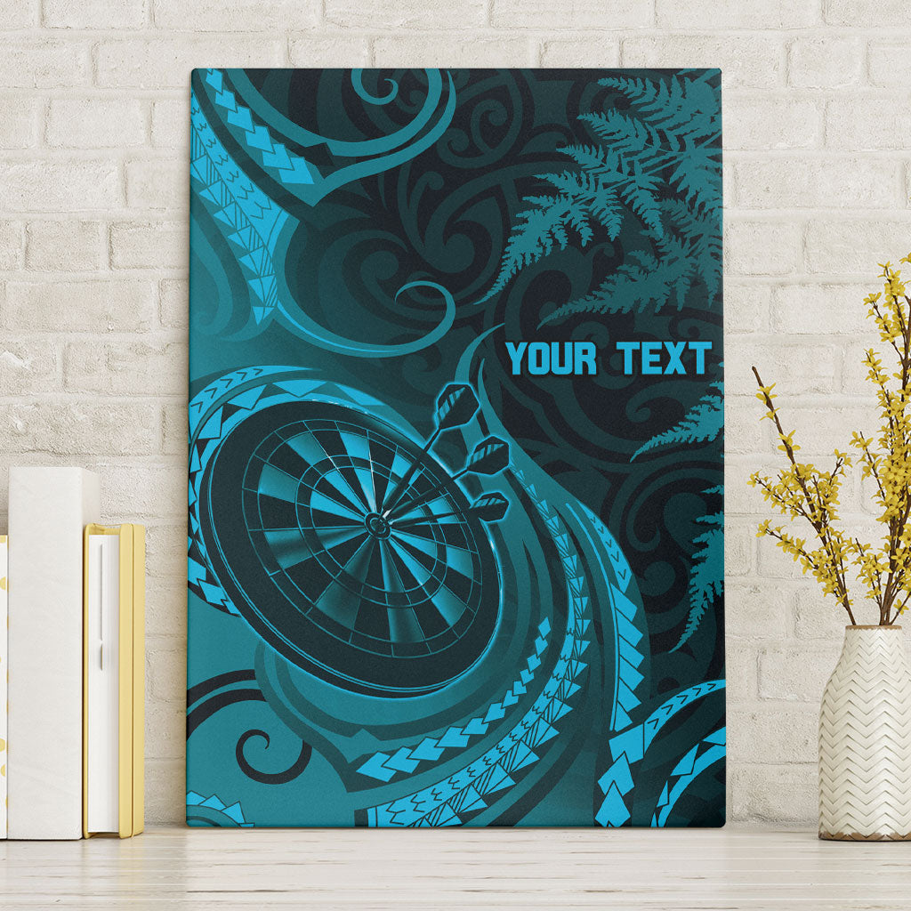 Personalised New Zealand Turquoise Darts Canvas Wall Art Maori Fern Curve Style