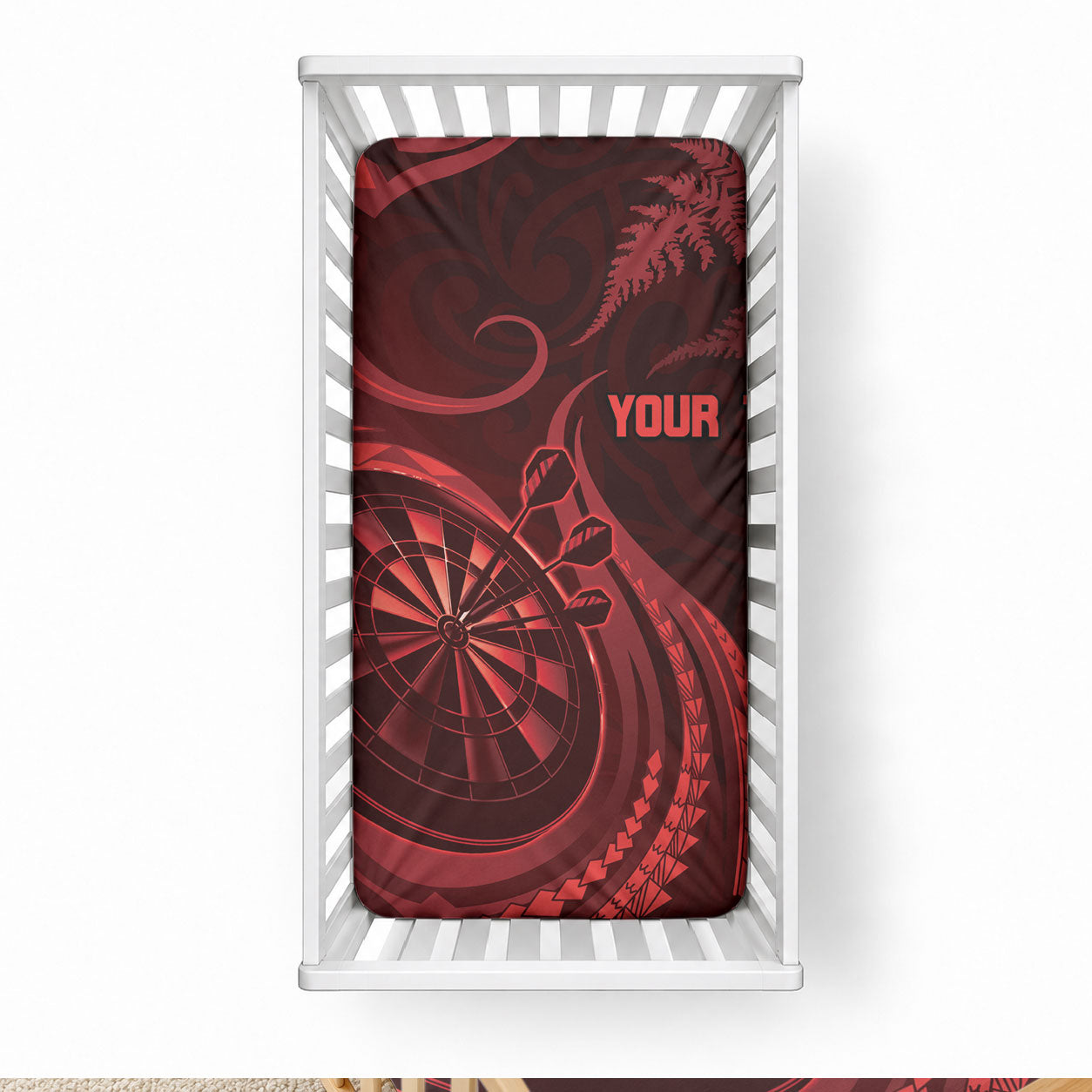 Personalised New Zealand Red Darts Baby Bed Cover Maori Fern Curve Style LT05 28 × 52 in Red - Polynesian Pride