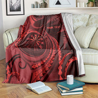 Personalised New Zealand Red Darts Blanket Maori Fern Curve Style LT05 Red - Polynesian Pride