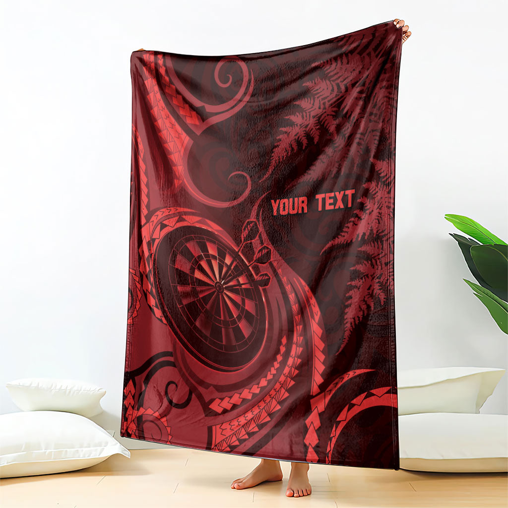 Personalised New Zealand Red Darts Blanket Maori Fern Curve Style LT05 - Polynesian Pride