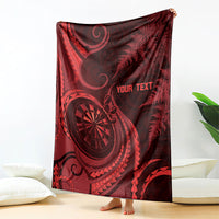 Personalised New Zealand Red Darts Blanket Maori Fern Curve Style LT05 - Polynesian Pride