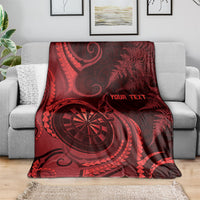 Personalised New Zealand Red Darts Blanket Maori Fern Curve Style LT05 - Polynesian Pride