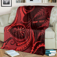 Personalised New Zealand Red Darts Blanket Maori Fern Curve Style LT05 - Polynesian Pride
