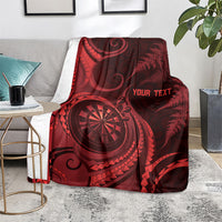Personalised New Zealand Red Darts Blanket Maori Fern Curve Style LT05 - Polynesian Pride