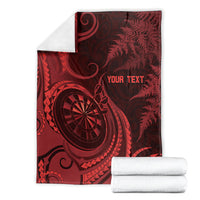 Personalised New Zealand Red Darts Blanket Maori Fern Curve Style LT05 - Polynesian Pride
