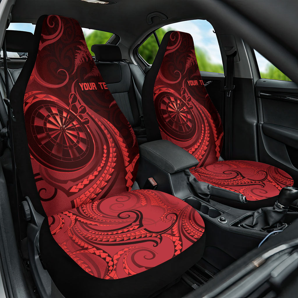 Personalised New Zealand Red Darts Car Seat Cover Maori Fern Curve Style