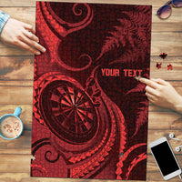 Personalised New Zealand Red Darts Puzzle Maori Fern Curve Style LT05 Red - Polynesian Pride