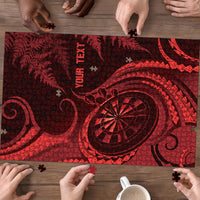 Personalised New Zealand Red Darts Puzzle Maori Fern Curve Style LT05 - Polynesian Pride