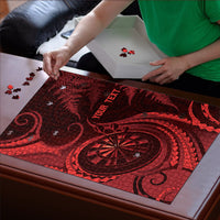 Personalised New Zealand Red Darts Puzzle Maori Fern Curve Style LT05 - Polynesian Pride