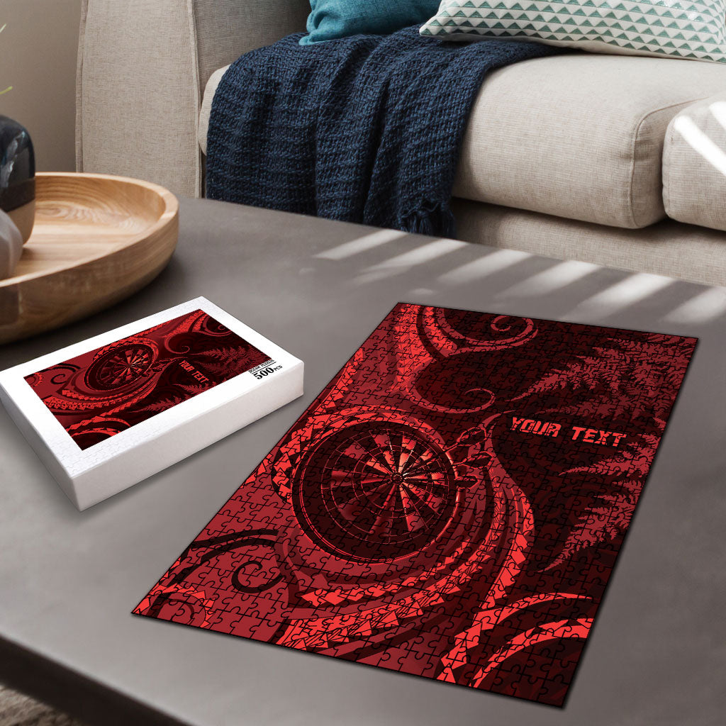 Personalised New Zealand Red Darts Puzzle Maori Fern Curve Style LT05 - Polynesian Pride