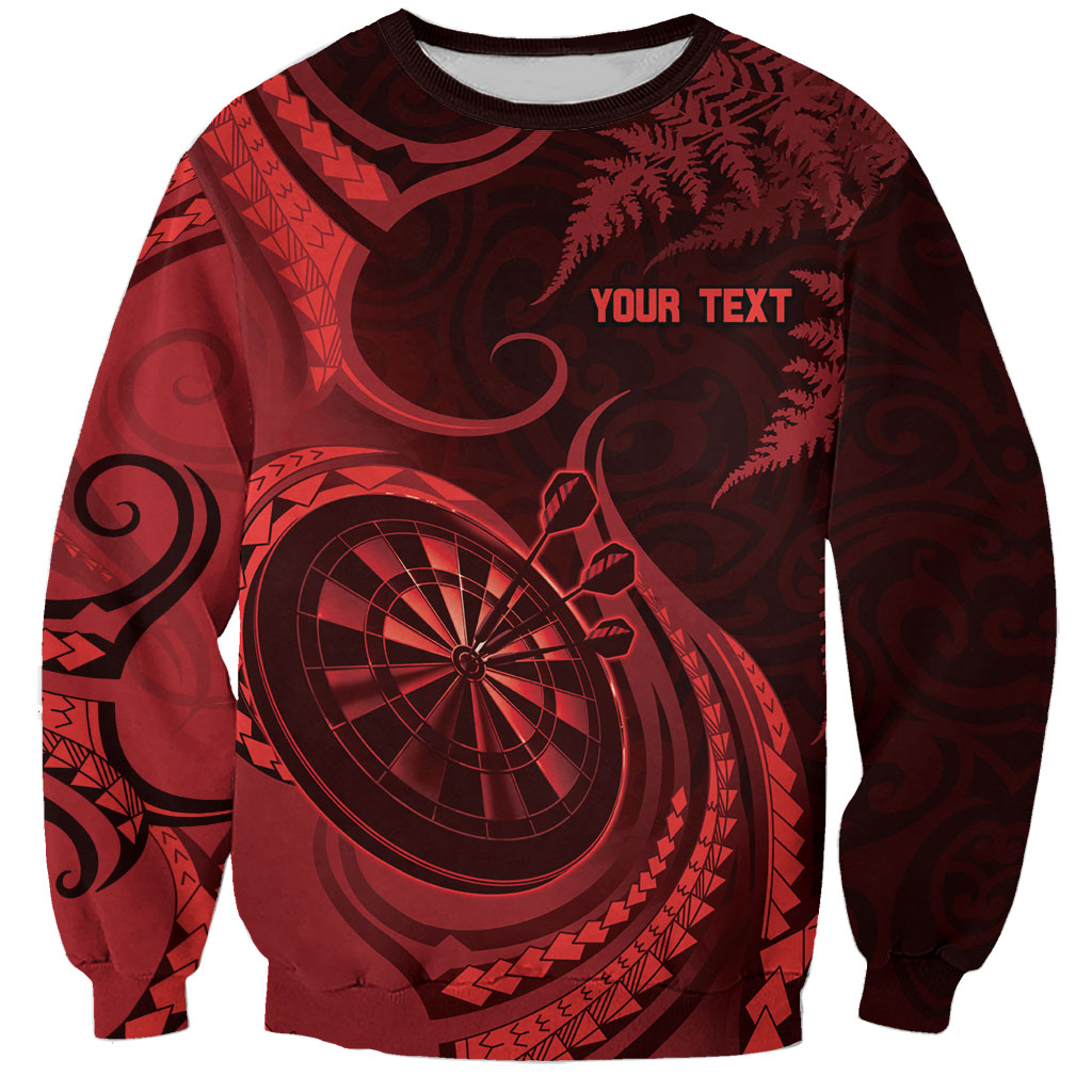Personalised New Zealand Red Darts Sweatshirt Maori Fern Curve Style LT05 Unisex Red - Polynesian Pride