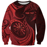 Personalised New Zealand Red Darts Sweatshirt Maori Fern Curve Style LT05 Unisex Red - Polynesian Pride