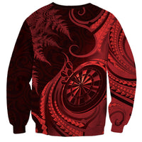Personalised New Zealand Red Darts Sweatshirt Maori Fern Curve Style LT05 - Polynesian Pride