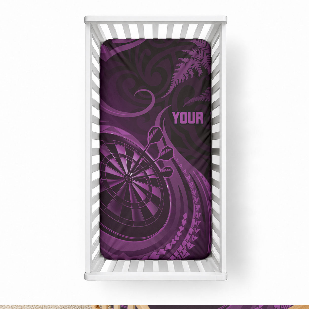 Personalised New Zealand Purple Darts Baby Bed Cover Maori Fern Curve Style LT05 28 × 52 in Purple - Polynesian Pride