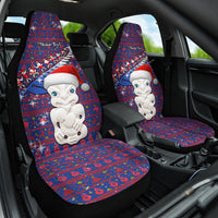 Personalized New Zealand Christmas Car Seat Cover Haka Fern Santa Tiki Meri Kirihimete LT05 One Size Blue - Polynesian Pride