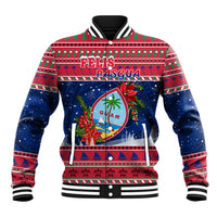 Guam Christmas Baseball Jacket Guaman Seal Poinsettia Felis Pasgua LT05 Unisex Red - Polynesian Pride