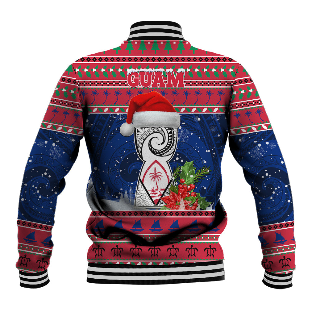 Guam Christmas Baseball Jacket Guaman Seal Poinsettia Felis Pasgua LT05 - Polynesian Pride