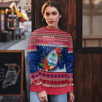 Guam Christmas Ugly Christmas Sweater Guaman Seal Poinsettia Felis Pasgua LT05 - Polynesian Pride