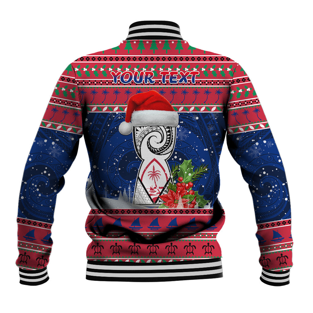 Personalized Guam Christmas Baseball Jacket Guaman Seal Poinsettia Felis Pasgua LT05 - Polynesian Pride