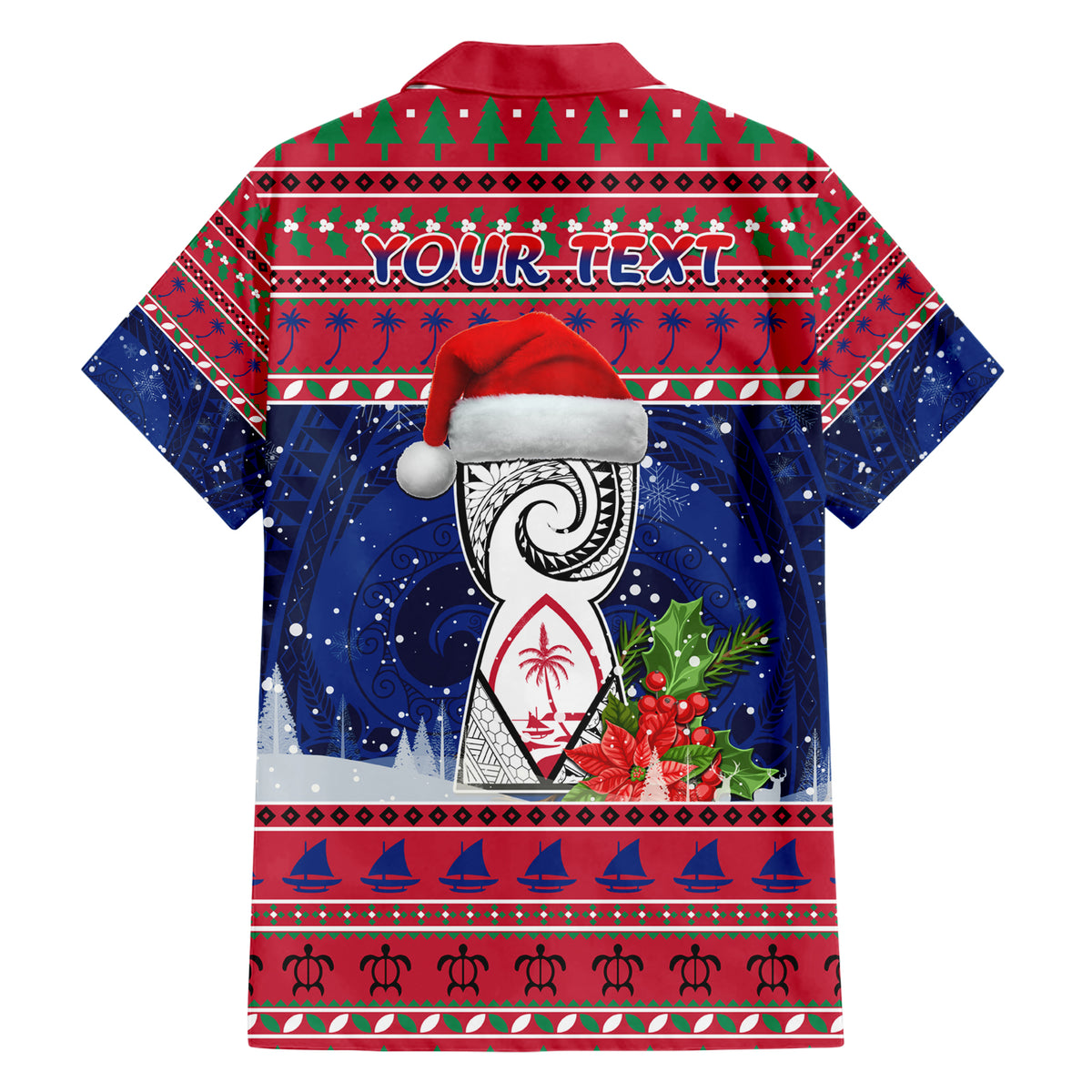 Personalized Guam Christmas Family Matching Short Sleeve Bodycon Dress and Hawaiian Shirt Guaman Seal Poinsettia Felis Pasgua LT05 - Polynesian Pride