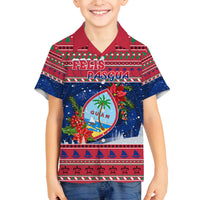 Personalized Guam Christmas Family Matching Summer Maxi Dress and Hawaiian Shirt Guaman Seal Poinsettia Felis Pasgua LT05 Son's Shirt Red - Polynesian Pride