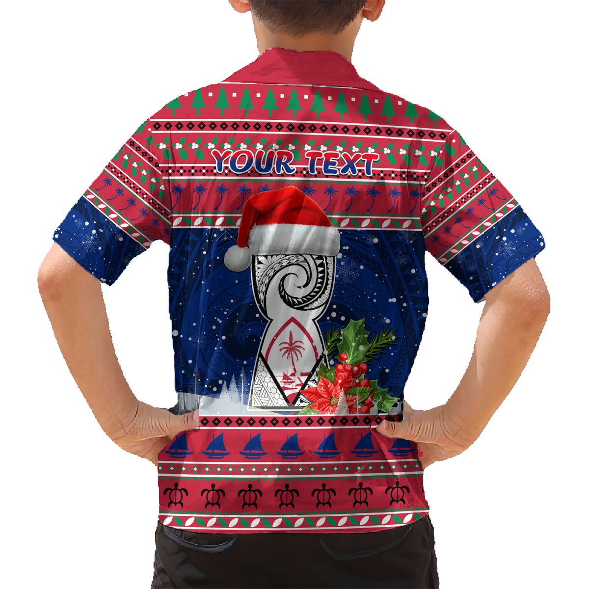 Personalized Guam Christmas Kid Hawaiian Shirt Guaman Seal Poinsettia Felis Pasgua LT05 - Polynesian Pride