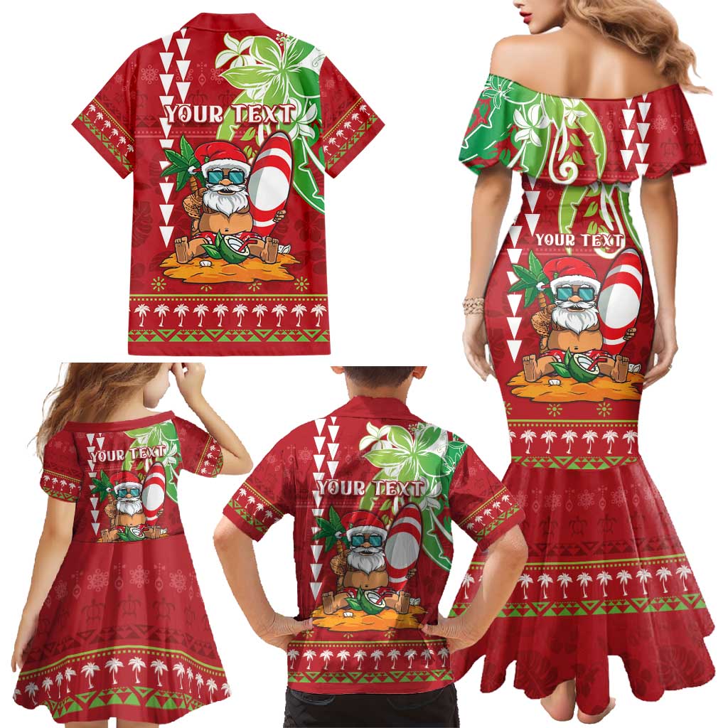 Personalised Hawaii Christmas Family Matching Mermaid Dress and Hawaiian Shirt Funny Santa Claus Surf Mele Kalikimaka LT05 - Polynesian Pride