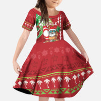 Personalised Hawaii Christmas Family Matching Off Shoulder Maxi Dress and Hawaiian Shirt Funny Santa Claus Surf Mele Kalikimaka LT05 Daughter's Dress Red - Polynesian Pride