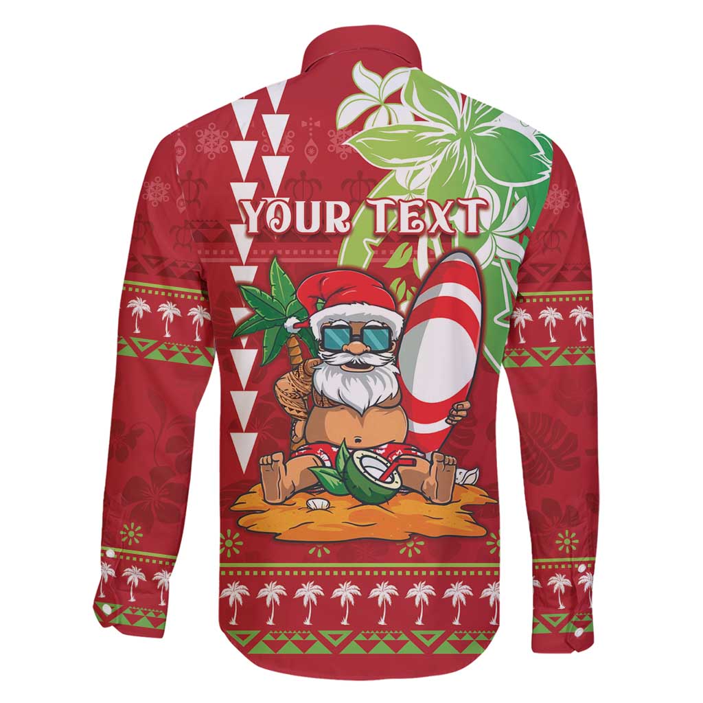 Personalised Hawaii Christmas Family Matching Off Shoulder Maxi Dress and Hawaiian Shirt Funny Santa Claus Surf Mele Kalikimaka LT05 - Polynesian Pride